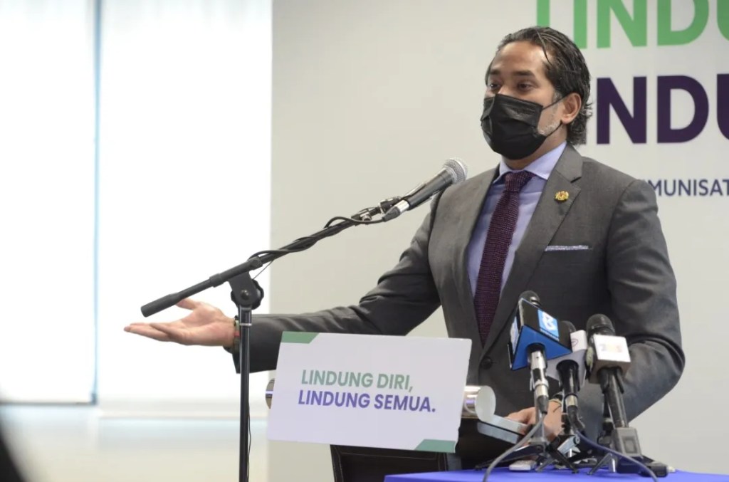 Khairy Jamaluddin in a press conference regarding the Covid 19 national immunization program in Malaysia